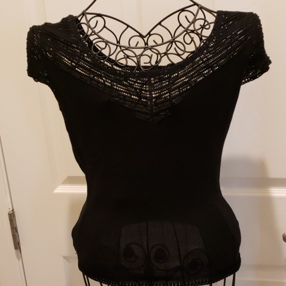 Sigrid Olsen Sz XS Black Rayon/Nylon Knitted top